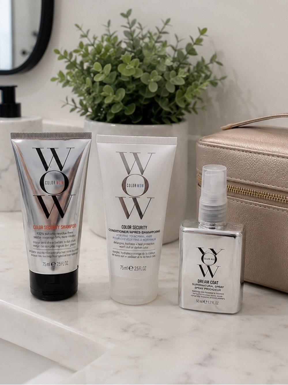 Color Wow Travel Haircare Set Dream Coat Spray Shampoo Conditioner Bundle
